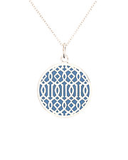Blue Symi Silver Enamel Pendant by Karen and James Moustafellos (Enameled Necklace)