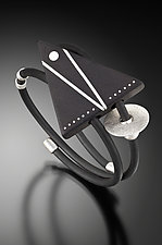 Ebony and Silver Memory Wire Bracelet by Suzanne Linquist (Silver & Wood Bracelet)