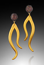 Dangling Arabesque and Sapphire Cluster by Shana Kroiz (Gold, Silver & Stone Earrings)