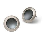 Button Earrings with Oxidized Centers by Karen and James Moustafellos (Silver Earrings)