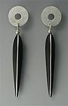 Ebony Earrings with Silver Inlay, Silver Tops, 14K Posts by Suzanne Linquist (Wood & Silver Earrings)