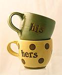 His and Hers Mugs by Louise Bilodeau (Ceramic Mug)