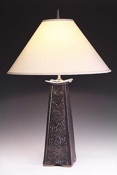 Mission Lamp with Leaf Carving