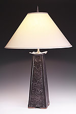 Mission Lamp with Leaf Carving by Jim and Shirl Parmentier (Ceramic Table Lamp)