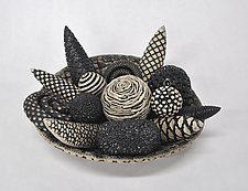 Black and White Bowl and Rattles by Kelly Jean Ohl (Ceramic Sculpture)