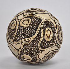 Large Ceramic Ball Rattle 2 by Kelly Jean Ohl (Ceramic Sculpture)