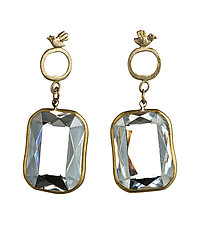 Birds and Clear Lucite by Natalie Frigo (Brass & Lucite Earrings)
