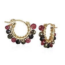 Small Ruby/Spinel Hoops by Suzanne Q Evon (Gold & Stone Earrings)