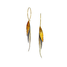 Three Leaves Earrings by Jenny Reeves (Gold & Silver Earrings)