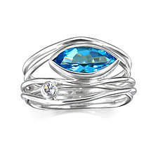 Silver and Blue Topaz East West Ring by Suzanne Q Evon (Silver & Stone Ring)