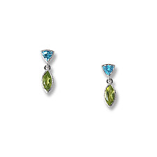 Blue Topaz and Amethsyt Pesce Earrings by Suzanne Q Evon (Silver & Stone Earrings)