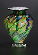 Teal Squat Vase by The Glass Forge (Art Glass Vase)