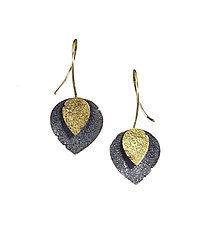 Oxidized Double Petal Earrings by Jenny Reeves (Gold & Silver Earrings)