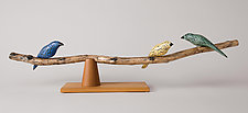 Birds On Branch by Paul Sumner (Wood Sculpture)