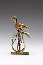 Partridge On A Pear by Sandy Graves (Bronze Sculpture)