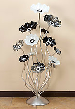 48'' Black and White Cluster by Scott Johnson and Shawn Johnson (Art Glass Sculpture)