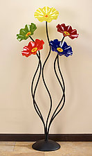 56'' Rainbow Flowers by Scott Johnson and Shawn Johnson (Art Glass Sculpture)