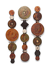 Circle Stick with Black Square by Rhonda Cearlock (Ceramic Wall Sculpture)