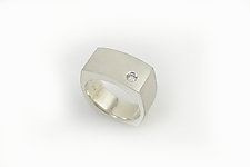 Large Silver Arc Ring with Diamond by Claudia Endler (Silver & Stone Ring)