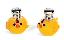 Peeps Salt and Pepper Shaker Set by Lucky Ducks Glass (Art Glass Salt & Pepper Shakers)