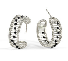 Kinetic Hoops with Onyx by Tana Acton (Silver & Stone Earrings)