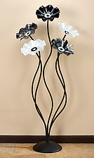 56'' Flowers in Black and White by Scott Johnson and Shawn Johnson (Art Glass Sculpture)