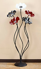 56'' Flowers in Black, White, and Red by Scott Johnson and Shawn Johnson (Art Glass Sculpture)