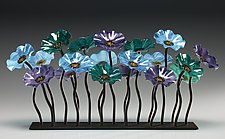 Topaz Glass Flower Garden by Scott Johnson and Shawn Johnson (Art Glass Sculpture)