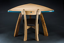 Triangle Table Desk with Chair by Todd Bradlee (Wood Desk)
