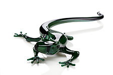 Green Gecko by Jennifer Caldwell and Jason Chakravarty (Art Glass Sculpture)