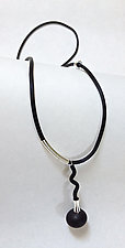 Black Onyx with a Little Twist Necklace by Dagmara Costello (Silver & Rubber Necklace)