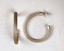 Large Thin-Wire Knit Hoop Earrings by Sarah Cavender (Metal Earrings)
