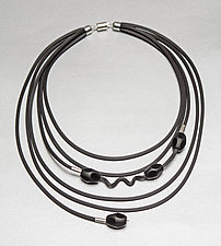 Playful Black Necklace by Dagmara Costello (Rubber & Stone Necklace)