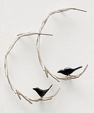 Vine with Black Birds Hoops by Lisa Cimino (Silver Earrings)