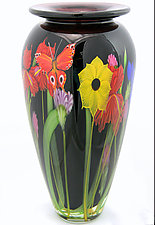 Black Wildflower Bouquet Vase by Mayauel Ward (Art Glass Vase)