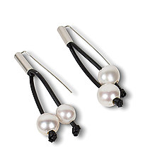 Bursting with Pearls Earrings by Dagmara Costello (Silver, Rubber & Pearl Earrings)