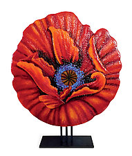 Red Empress Poppy by Anne Nye (Art Glass Sculpture)