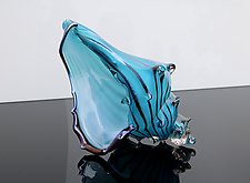 Marine Blue Sea Shell by Benjamin Silver (Art Glass Sculpture)