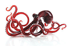 Octopus in Red by Jennifer Caldwell and Jason Chakravarty (Art Glass Sculpture)