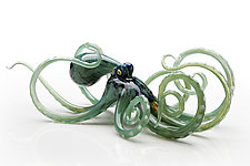 Octopus in Seagreen by Jennifer Caldwell and Jason Chakravarty (Art Glass Sculpture)
