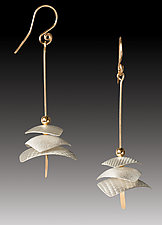 Pagoda Drop Earrings by Carolyn Zakarija (Gold & Silver Earrings)