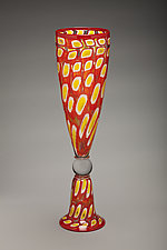 Red Mosaic Tall Cone Vase by Bryan Goldenberg (Art Glass Vase)