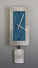 Mini Wall Clock with Pendulum by Linda Lamore (Painted Metal Clock)