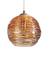 Spun Glass Globe Pendant Light by Rebecca Zhukov (Art Glass Pendant Lamp)
