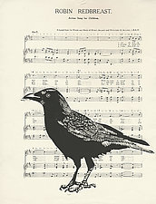 Crow Song by Barbara  Stikker (Linocut Print)