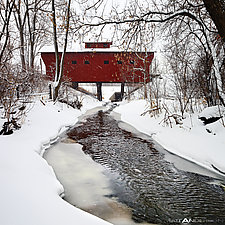 Snow Covered Wood Bridge #1 by Matt Anderson (Color Photograph)