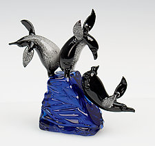Penguin Slide by Paul Labrie (Art Glass Sculpture)