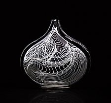Black and White Rain Drop Folded Web by James Friedberg (Art Glass Vessel)