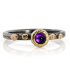 Textured Pebbles Amethyst Ring by Rona Fisher (Gold, Silver & Stone Ring)