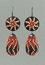 Brick Red Ukrainian Beaded Earrings by Julie Long Gallegos (Beaded Earrings)